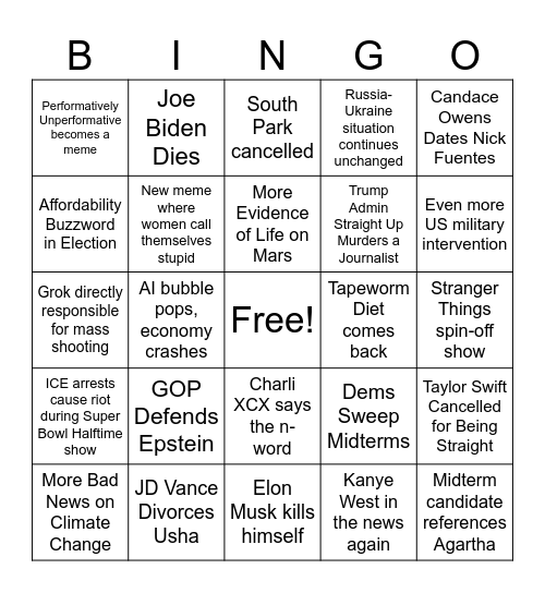 2026 Bingo Card