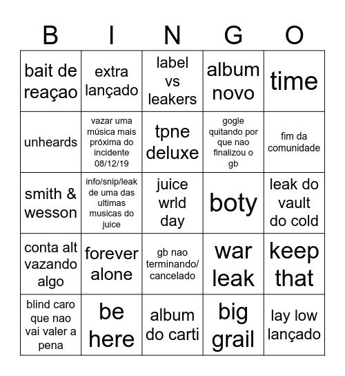 Jarad Higgins e Jordan Carter Bingo Card