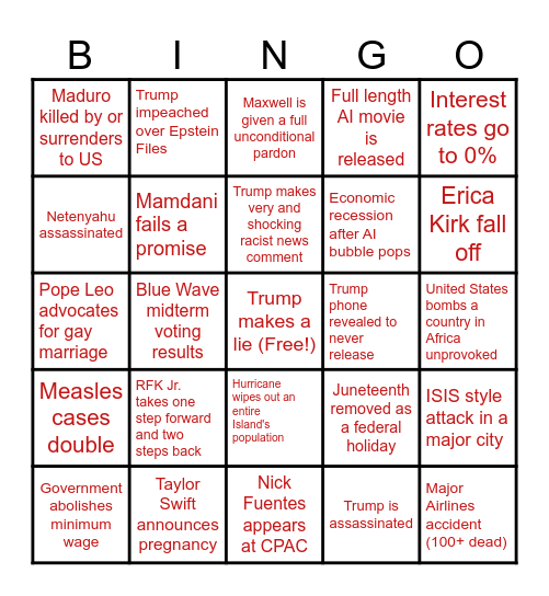 2026 Bingo Card