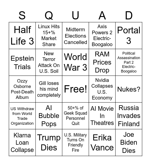 2026 Bingo Card