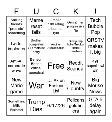 2026 Bingo Card