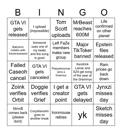 2026 bingo card Bingo Card