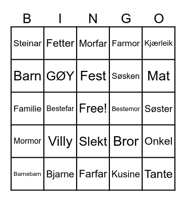 SLEKTSTREFF Bingo Card
