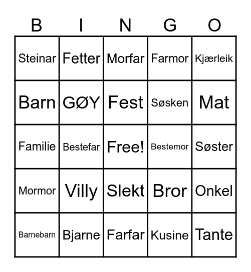SLEKTSTREFF Bingo Card