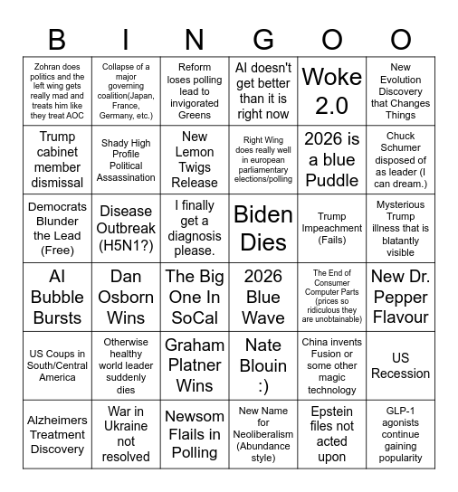 2026 Bingo Card