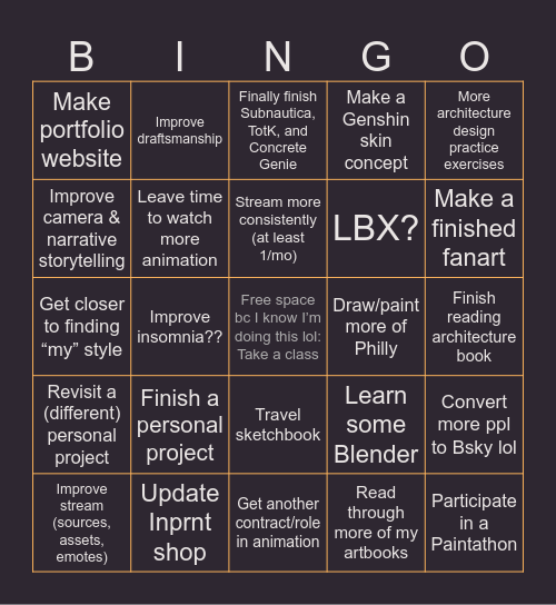 2026 Goal Bingo Card