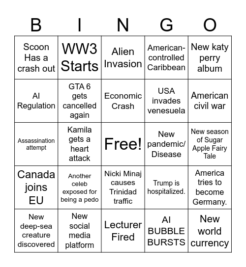 2026 Bingo Card
