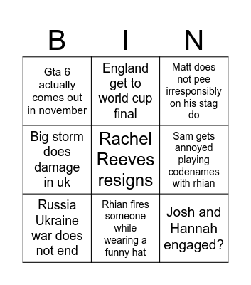 2026 Bingo Card