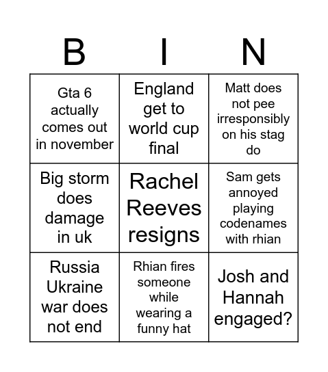 2026 Bingo Card