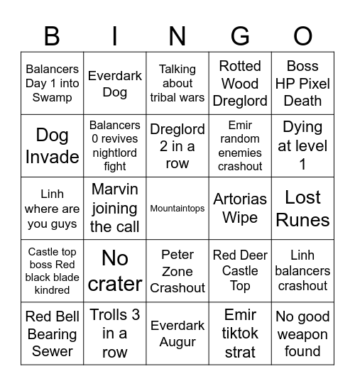 Nightreign Depth 4 Cuckery Bingo Card