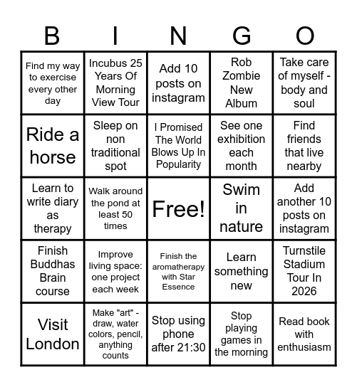 2026 Bingo Card