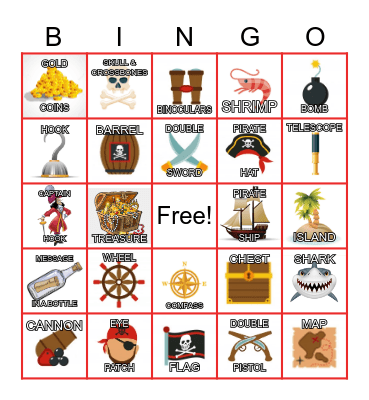 PIRATE Bingo Card