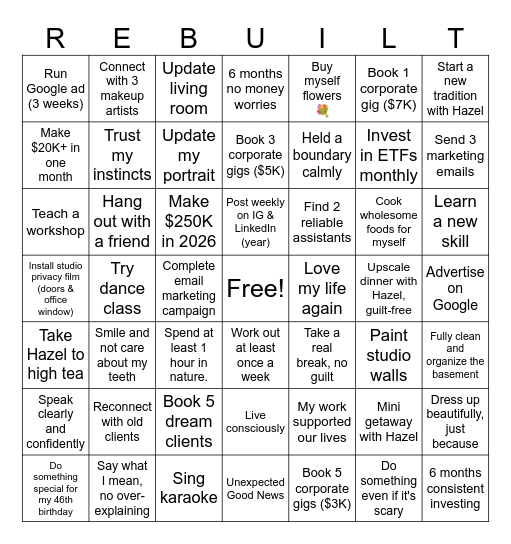 2026 My Year Clarity & Intention Bingo Card
