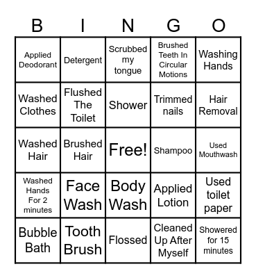 7B: Hygiene Bingo Card