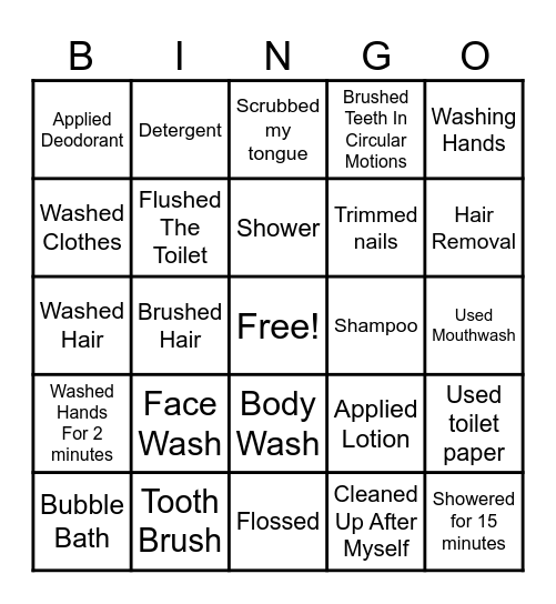 7B: Hygiene Bingo Card