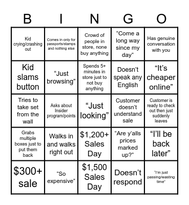 LEGO Store 2026 Bingo Card