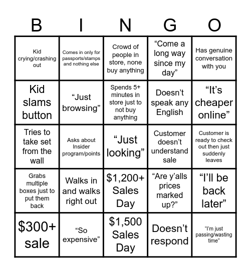 LEGO Store 2026 Bingo Card
