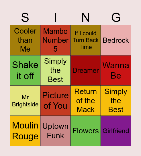 Singo Bingo Card