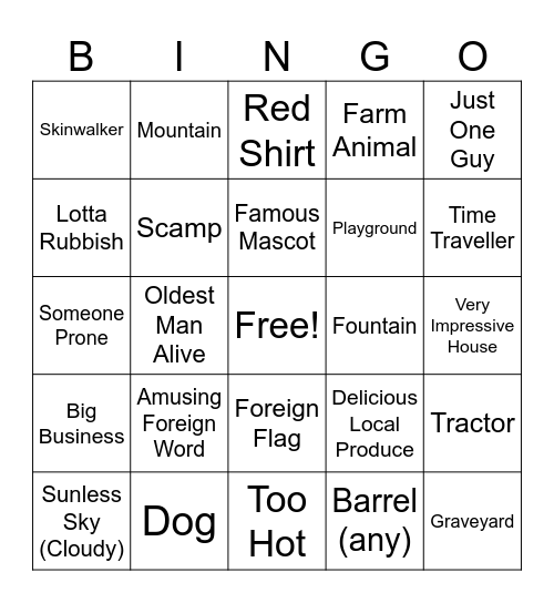 Marriage Bingo Card