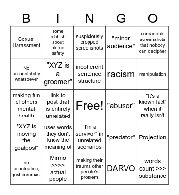 Choco Post Bingo Card
