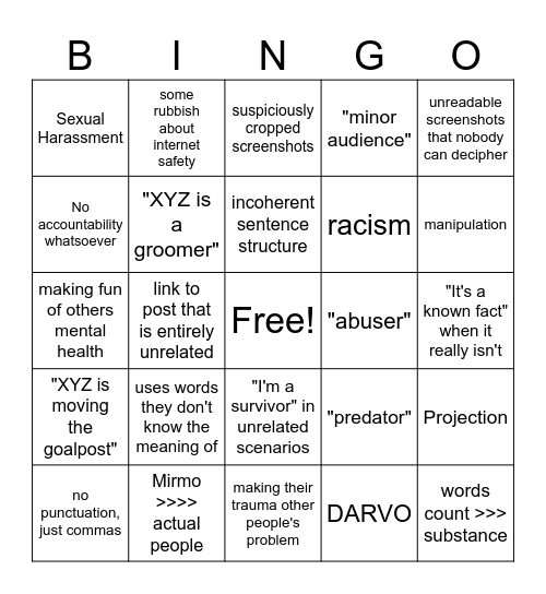 Choco Post Bingo Card