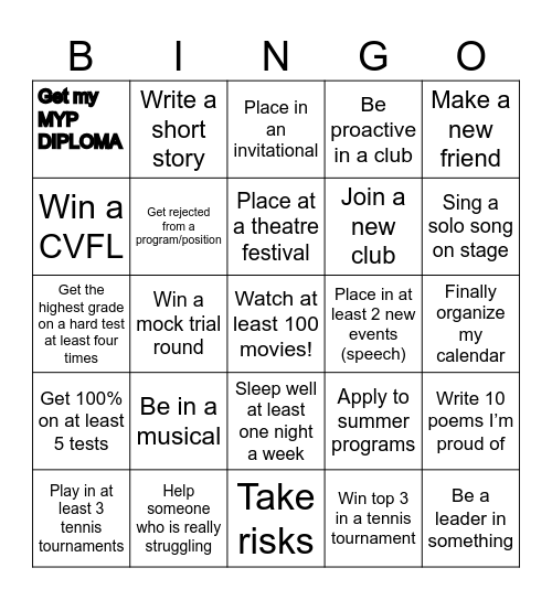 Lyla’s 2026 BINGO Card