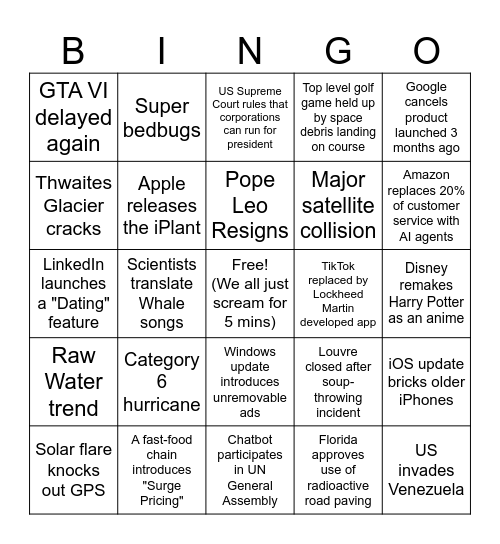 2026 Bingo Card