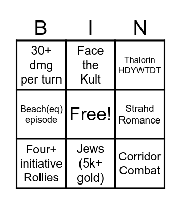 Session Bingo Card