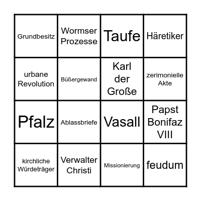 Christliche Welt im Mittelalter Bingo Card