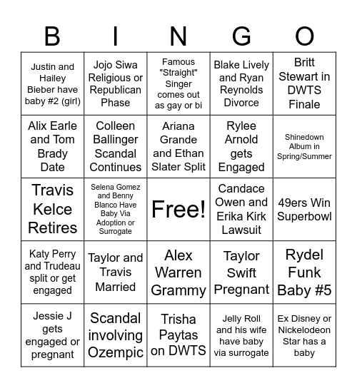 2026 Bingo Card Bingo Card