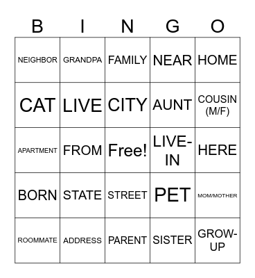 HOME & LIVING Bingo Card