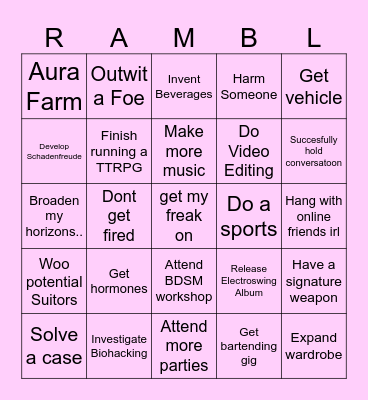 NEW YEARS RESOLUTION Bingo Card