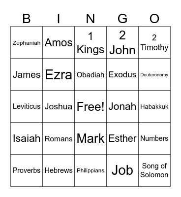 BIBLE BINGO Card