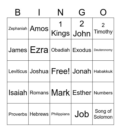 BIBLE BINGO Card