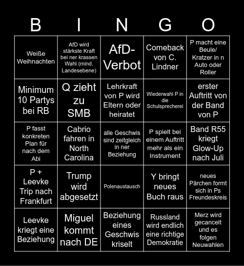 BINGO 2026 Bingo Card