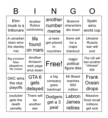 2026 Bingo Card