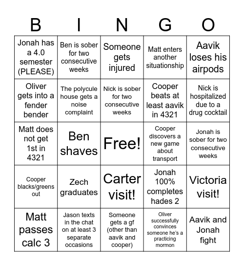 2026 aavik room (+zech) Bingo Card