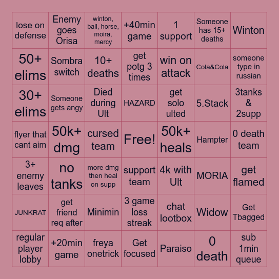 ----------------- MAYHEM BINGO ---------------- Bingo Card