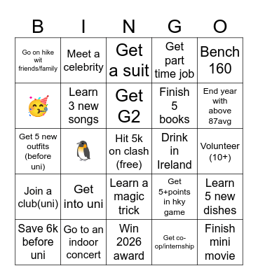 2026 BINGO LIST Bingo Card
