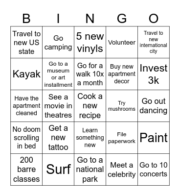 2026 Bingo Card