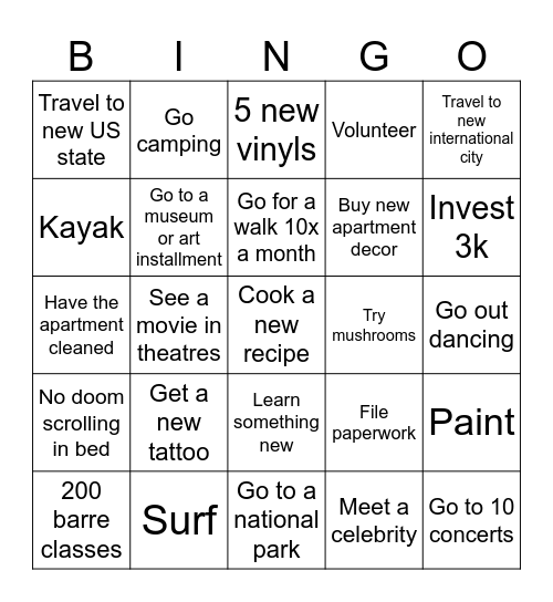 2026 Bingo Card