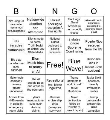 I want to get off Mr Bones’ Wild Ride (2026 Bingo) Bingo Card