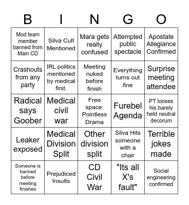 Medical Meeting Bingo Card
