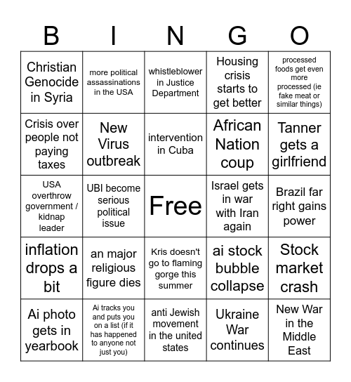 2026 Bingo Card