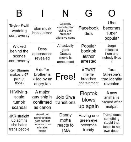 2026 bingo Card