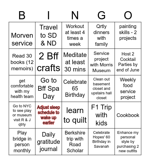2026 Goals Bingo Card