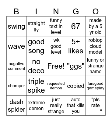 GD Recent Tab Bingo Card