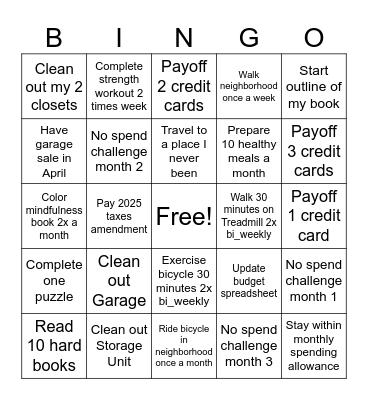 Jeannie’s 2026 Bingo Card