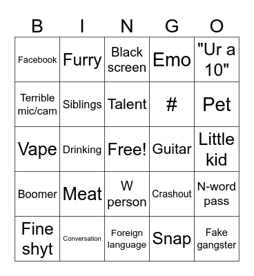 Omegle Bingo Card