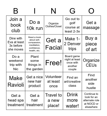 New Year 2026 Bingo Card